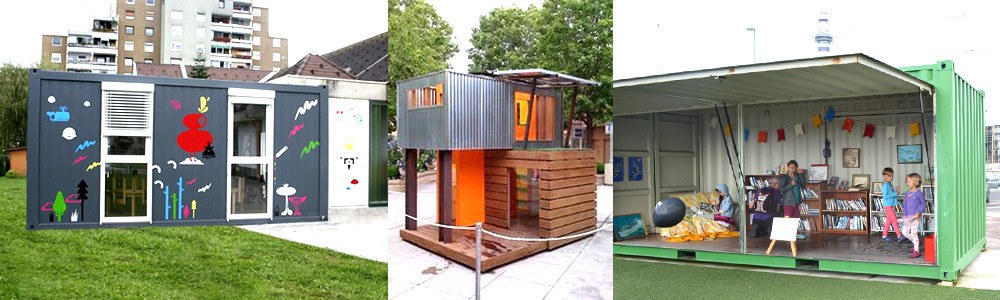 Shipping container kids play space