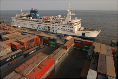 Shipping Containers used as Security Wall