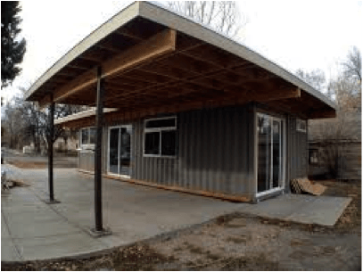 shipping container holiday home with carport